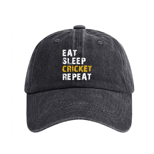 eat sleep cricket Washed Denim Baseball Caps