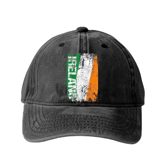 IRELAND Flag Vintage Retro Irish Washed Denim Baseball Caps