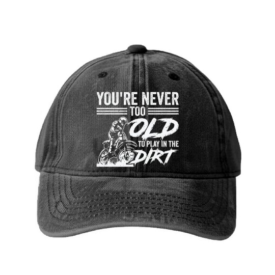 Bikers Not Too Old Off-roading Dirt Bike Washed Denim Baseball Caps