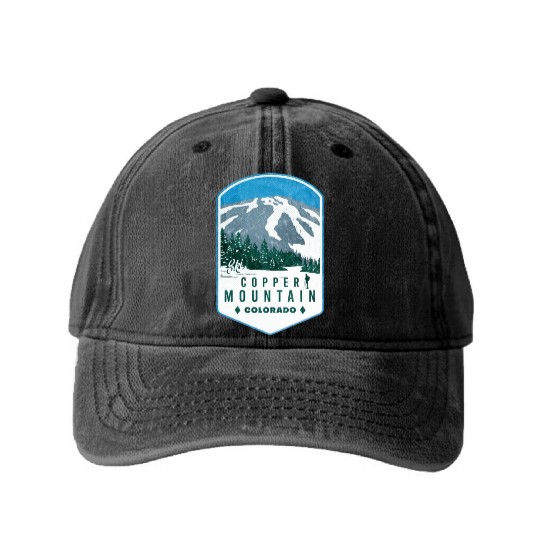 Copper Mountain Colorado Ski Washed Denim Baseball Caps