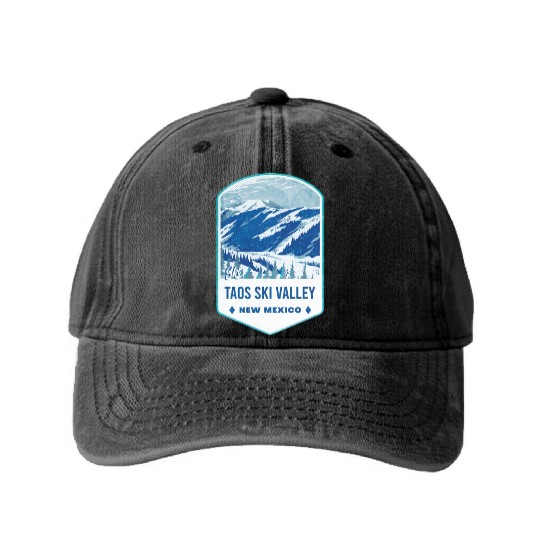 Ski Taos Valley New Mexico Washed Denim Baseball Caps