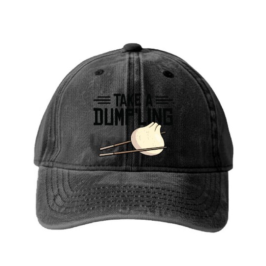 Dumpling Asian Food Chinese Food Fan Washed Denim Baseball Caps