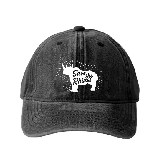 Save the Rhinos Vegan Gift Washed Denim Baseball Caps