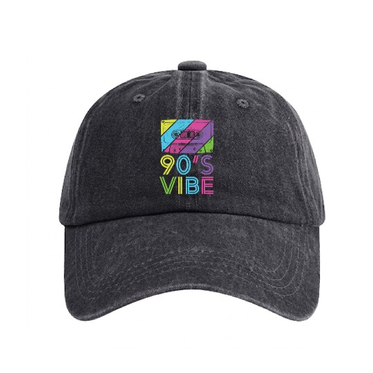 90's Vibe Retro Cassette Tape Music Washed Denim Baseball Caps