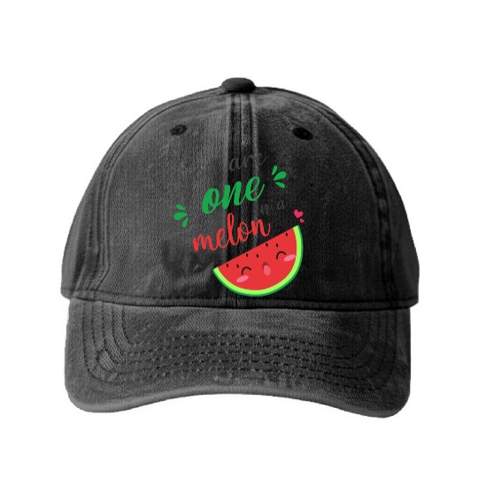 you are one in a melon- cute watermelon Washed Denim Baseball Caps