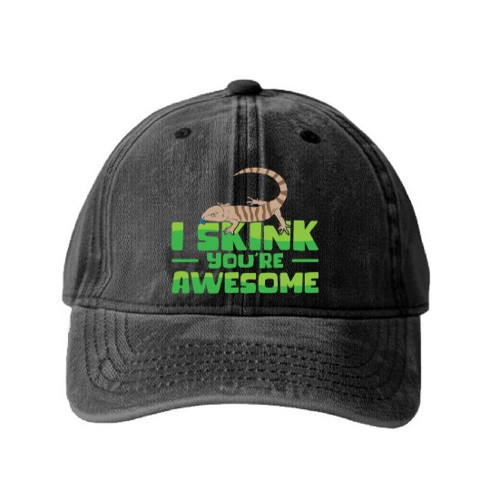 Herpetology Skink Lizard Wildlife Reptile Washed Denim Baseball Caps