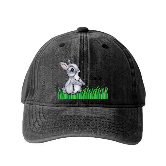 Bunny Name Gift Emily Washed Denim Baseball Caps