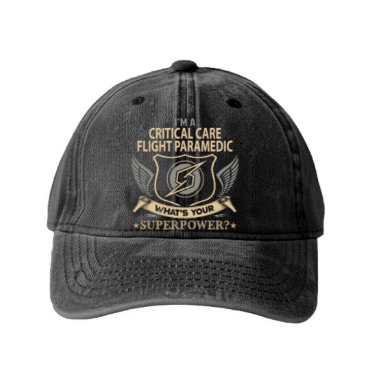 Critical Care Flight Paramedic Washed Denim Baseball Caps - Superpowe