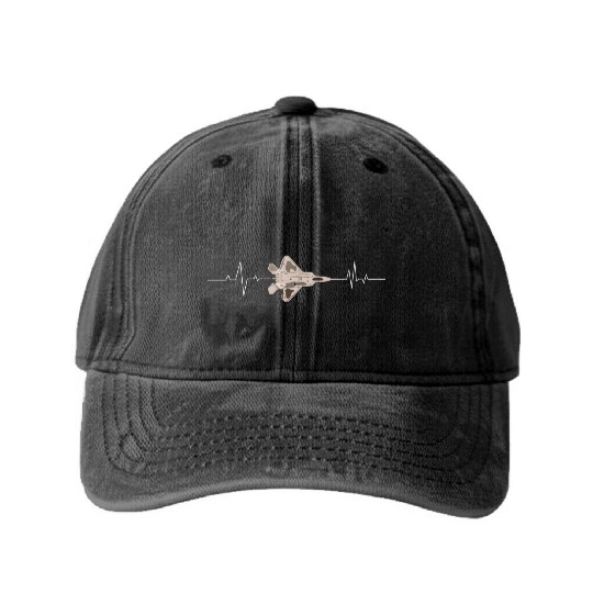f22 raptor heart beat Washed Denim Baseball Caps