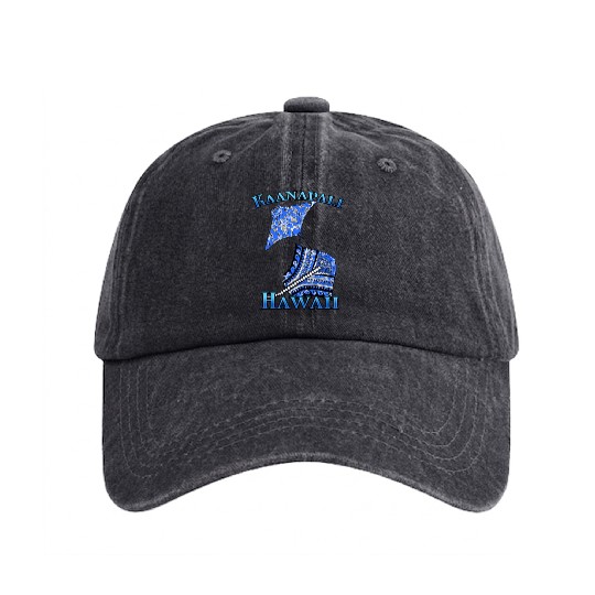 Kaanapali Vacation Tribal Stingrays Washed Denim Baseball Caps