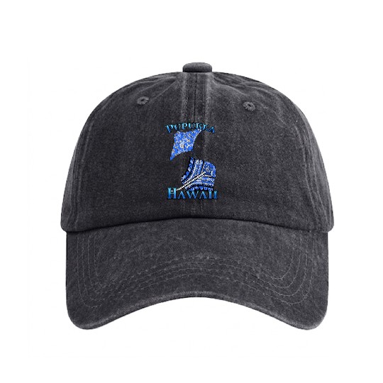 Pupukea Vacation Tribal Stingrays Washed Denim Baseball Caps