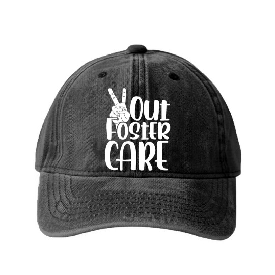 Peace Out Foster Care Adoption Washed Denim Baseball Caps