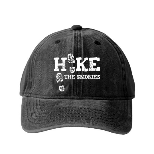 Hike The Smokies Great Smoky Mountains Gatlinburg Washed Denim Baseball Caps