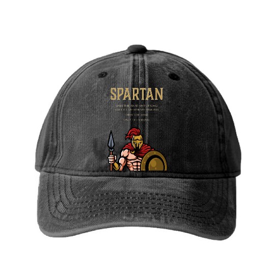 Spartan Soldier Motivation Warrior Training Washed Denim Baseball Caps