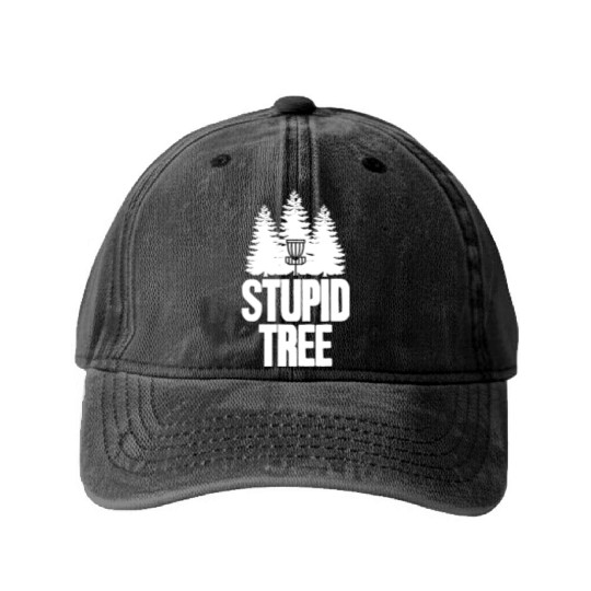 Disc Golf Stupid Tree Frisbee Apparel I Discgolf Washed Denim Baseball Caps