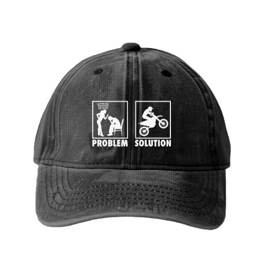 Motocross Motocross Racers Statement Problem Washed Denim Baseball Caps