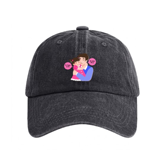 Funny and Best Dad Gift, Girl Dad Father's day Washed Denim Baseball Caps