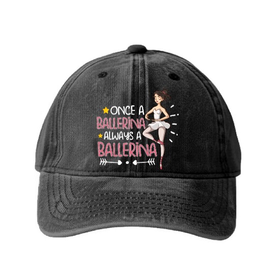 Ballet Ballerina Dance Dancer Dancing Ballet Gift Washed Denim Baseball Caps