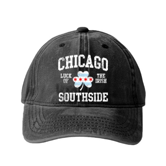 Chicago Southside Luck Of The Irish St Patrick s Washed Denim Baseball Caps
