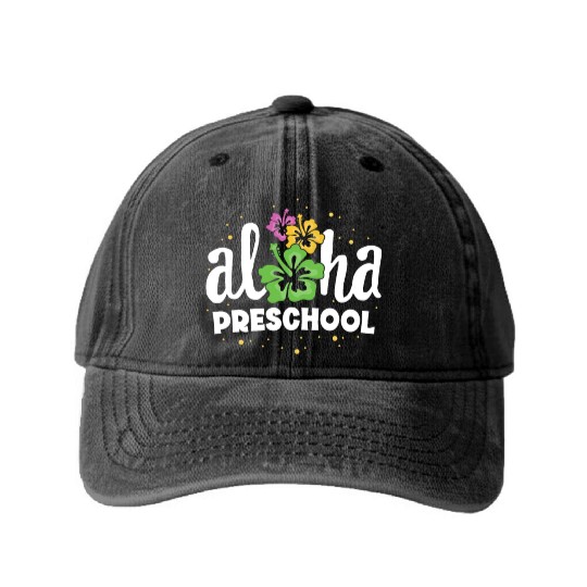Aloha Preschool Pre-K Teacher First Day Back to Washed Denim Baseball Caps
