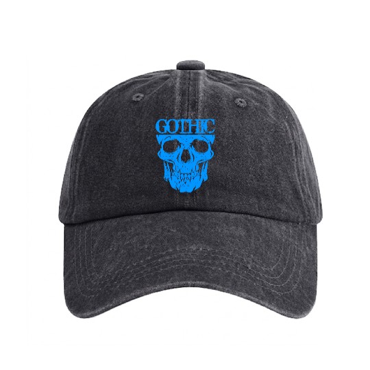 Gothic Skull Washed Denim Baseball Caps