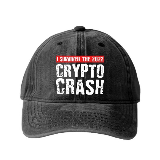 I SURVIVED THE 2022 CRYPTO CRASH RETRO Washed Denim Baseball Caps