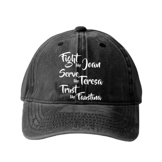 Catholic Saints Joan Teresa Faustina Washed Denim Baseball Caps