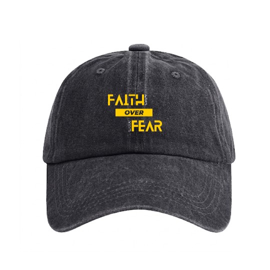 Faith Over Fear Washed Denim Baseball Caps