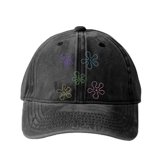 sponge bob flower pack Washed Denim Baseball Caps