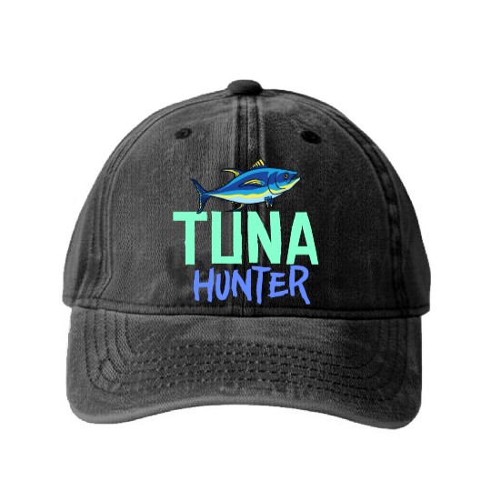 Red Tuna Fish Bluefin Fishing Salad Washed Denim Baseball Caps