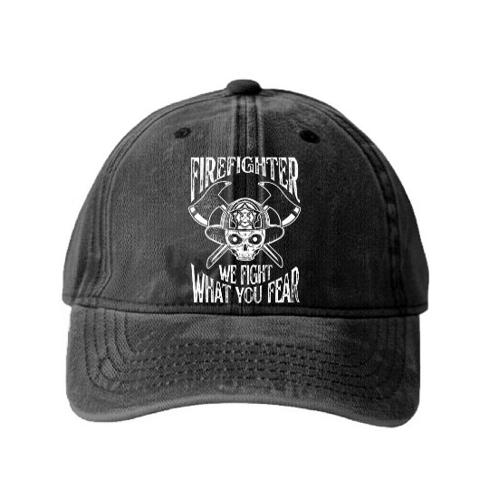 Firefighter We Fight Fear Washed Denim Baseball Caps