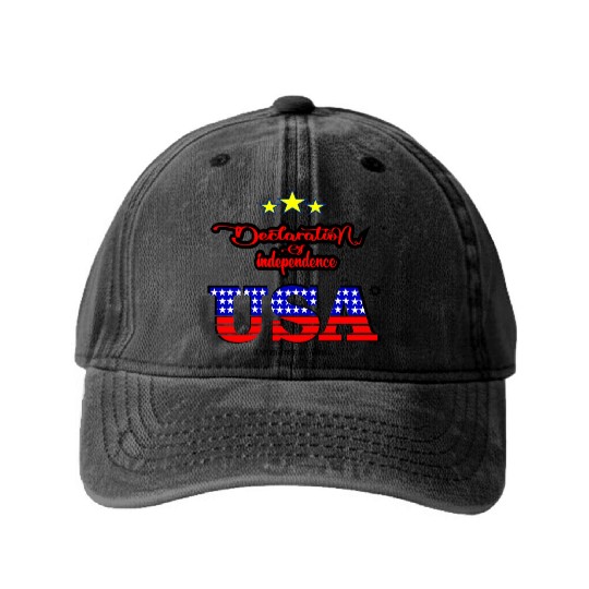 Declaration of Independence 1776- Independence Day Washed Denim Baseball Caps