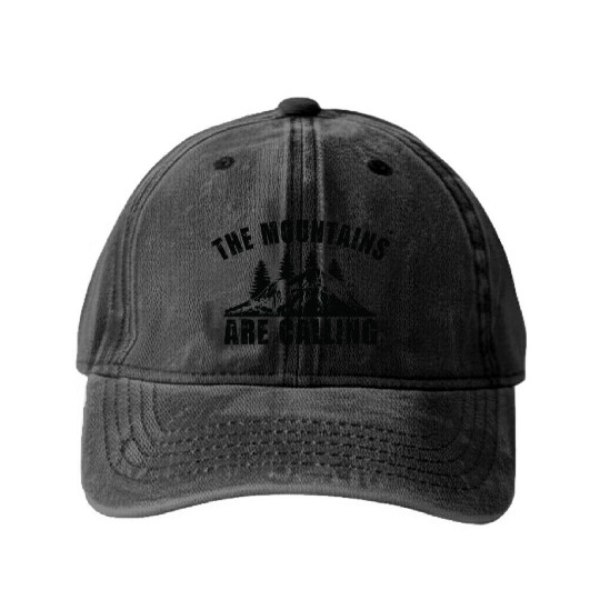The Mountains are Calling Outdoor Mountain Hiking Washed Denim Baseball Caps
