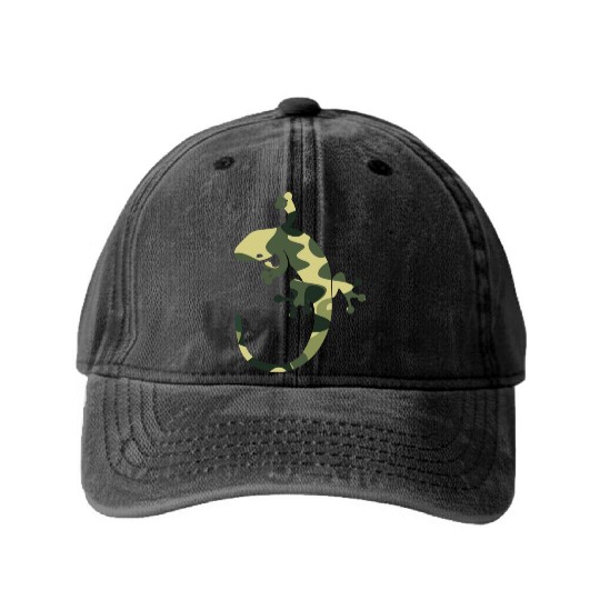 Green camouflage geico Washed Denim Baseball Caps