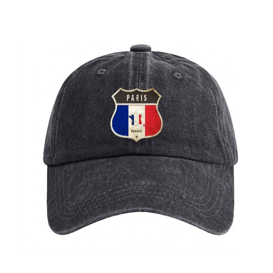 Paris France coat of arms flags design Washed Denim Baseball Caps