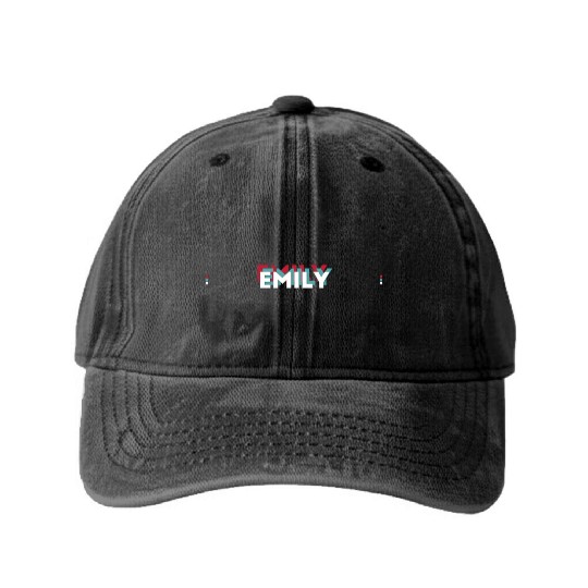 Emily Name - Funny Name Emily 80s theme Washed Denim Baseball Caps