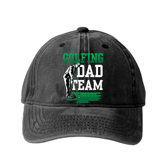 Golfing Dad Team Golf Golfer Father's Day Father Washed Denim Baseball Caps