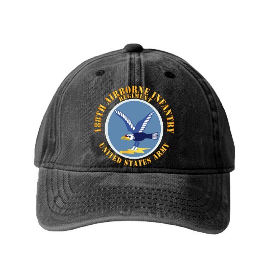 Army 188th Airborne Infantry Regiment SSI X 300 Washed Denim Baseball Caps