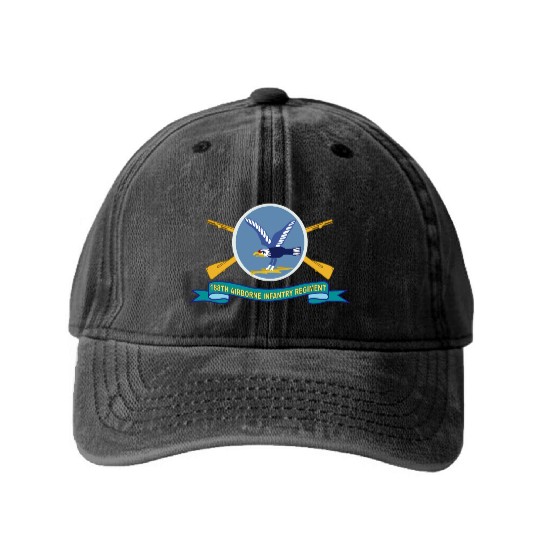 Army 188th Airborne Infantry Regiment w Br SSI Rib Washed Denim Baseball Caps