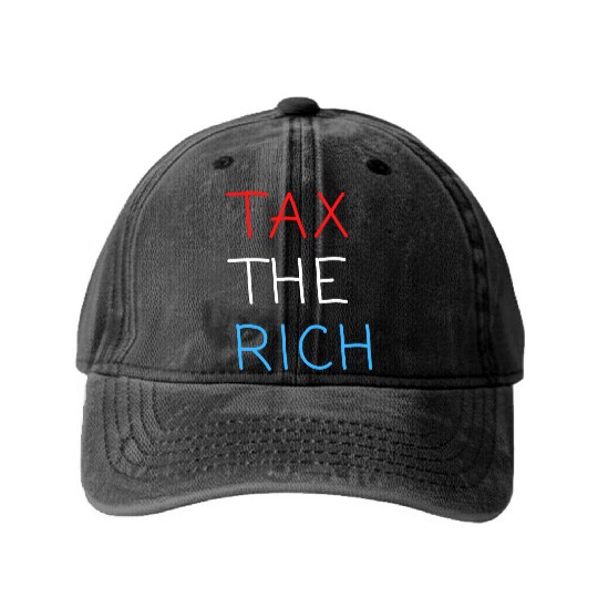 TAX THE RICH (Red, White and Blue letters) Washed Denim Baseball Caps