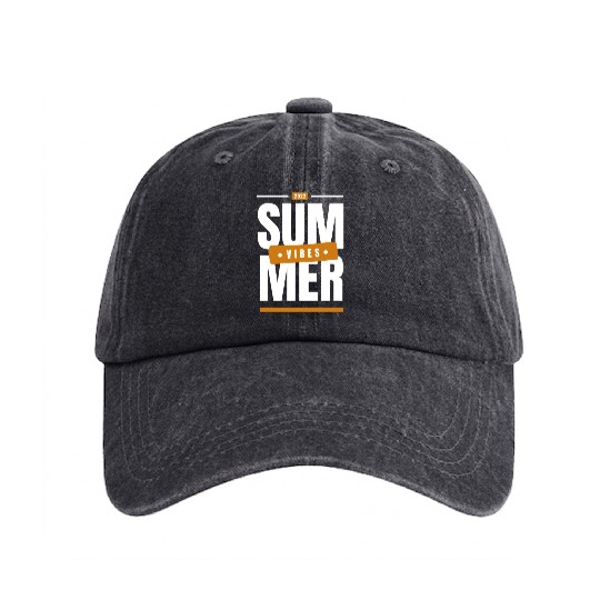 SUMMER VIBES Washed Denim Baseball Caps