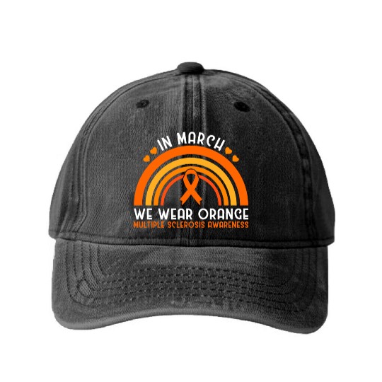 In March We Wear Orange Multiple Sclerosis Washed Denim Baseball Caps