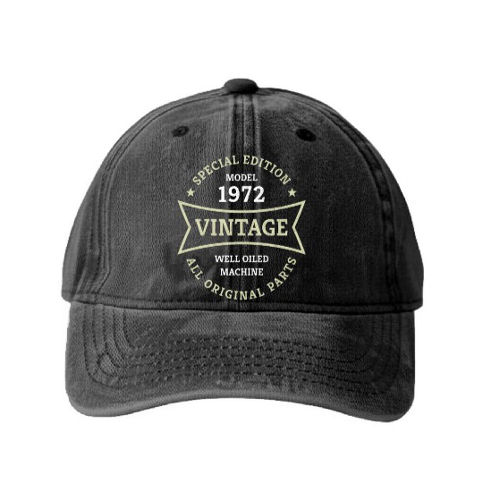 50th Birthday Gifts Born 1972 Vintage 50 Year Old Washed Denim Baseball Caps