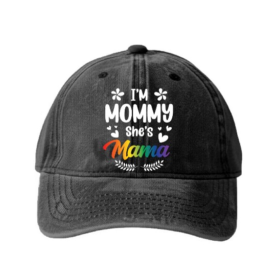 I'm Mommy She's Mama Lesbian Mom Gay Pride LGBT Washed Denim Baseball Caps