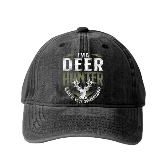 Buck Deer Hunting Hunter Vintage Washed Denim Baseball Caps