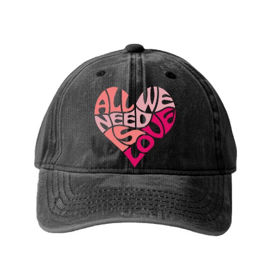 All we need is love Washed Denim Baseball Caps