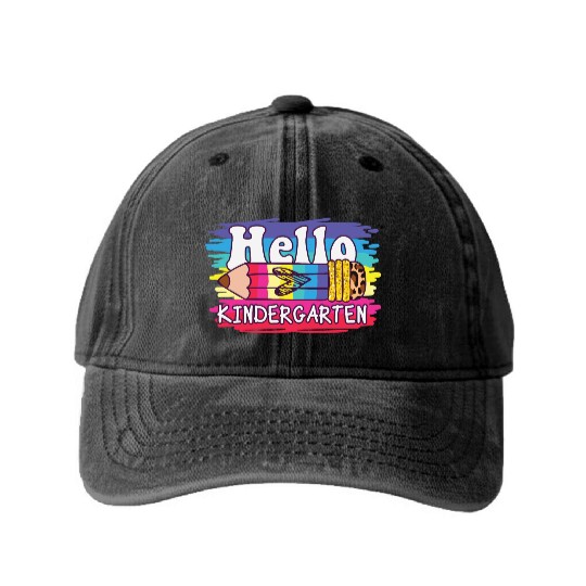 Hello pencil kindergarten back to school Washed Denim Baseball Caps