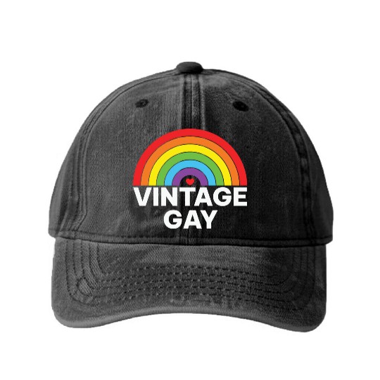 LBGT Flag Gay Pride Human Vintage Rainbow Washed Denim Baseball Caps