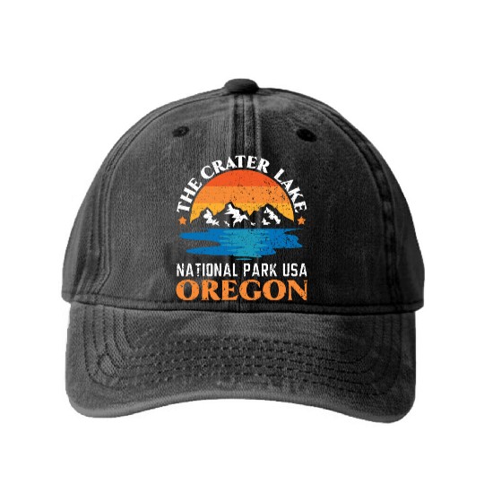 The Crater Lake National Park USA Oregon America Washed Denim Baseball Caps