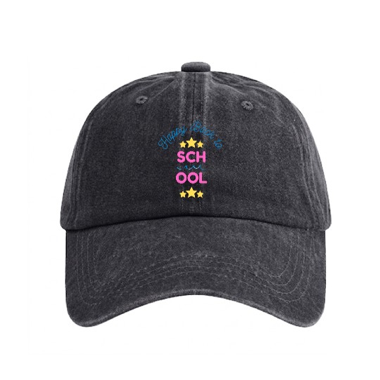 Happy Back To School Washed Denim Baseball Caps
